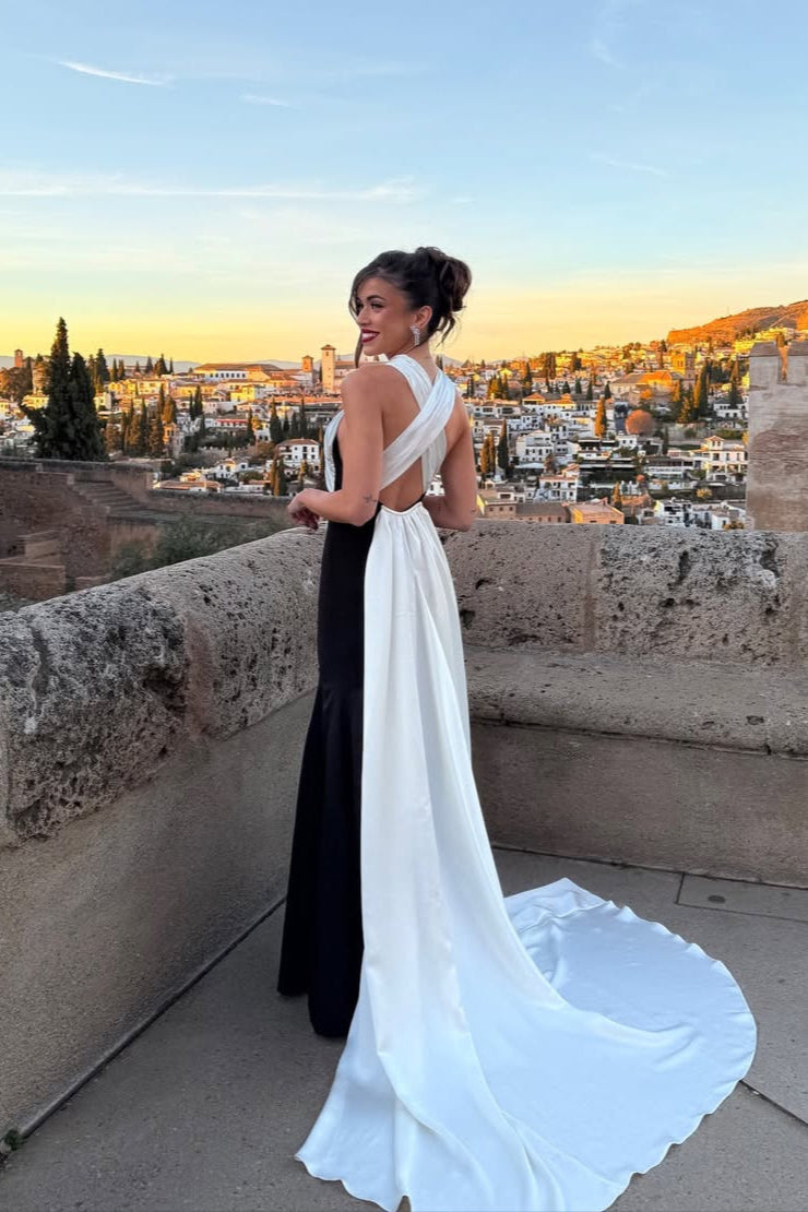 Isela Black an White Dress