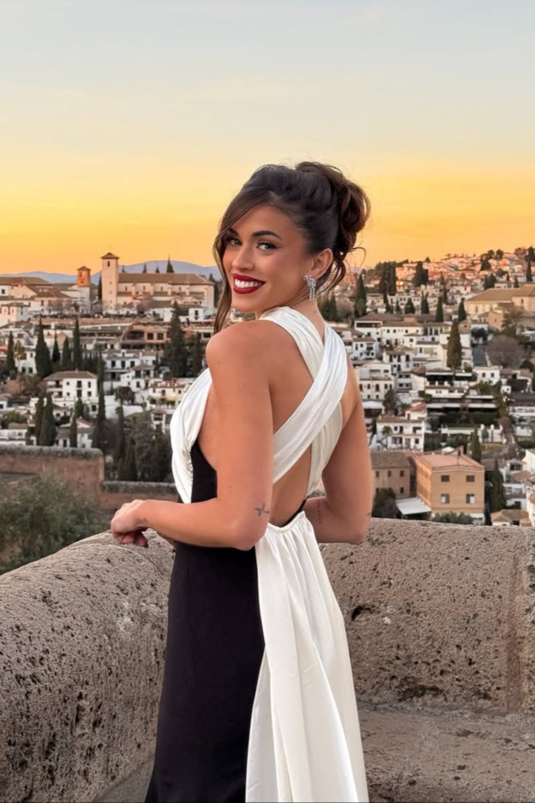 Isela Black an White Dress