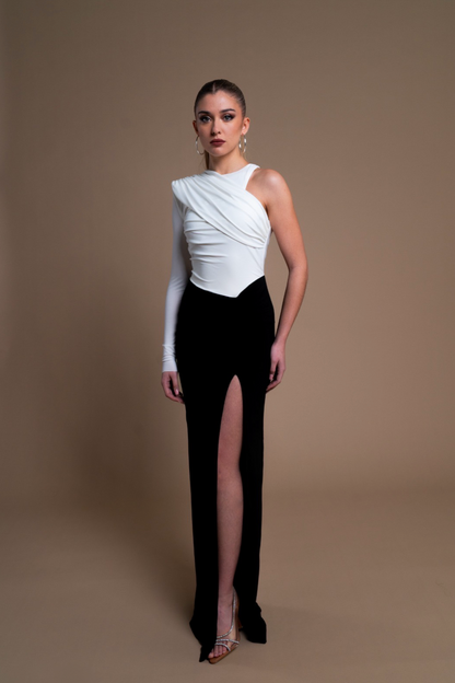 Vestido Hipnos Blanco Y negro