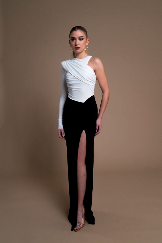 Vestido Hipnos Blanco Y negro