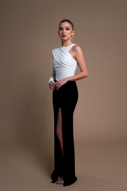 Vestido Hipnos Blanco Y negro