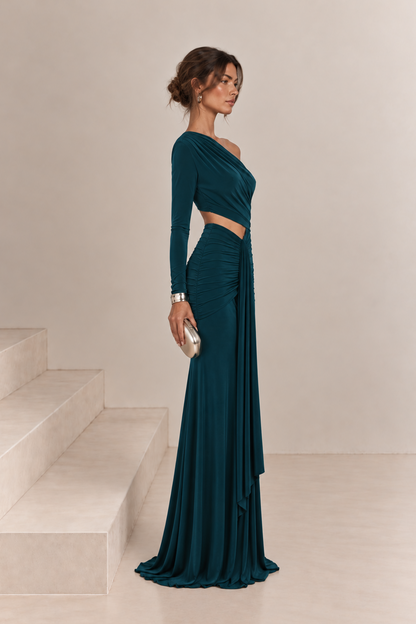 Vestido Amalia Verde Petróleo