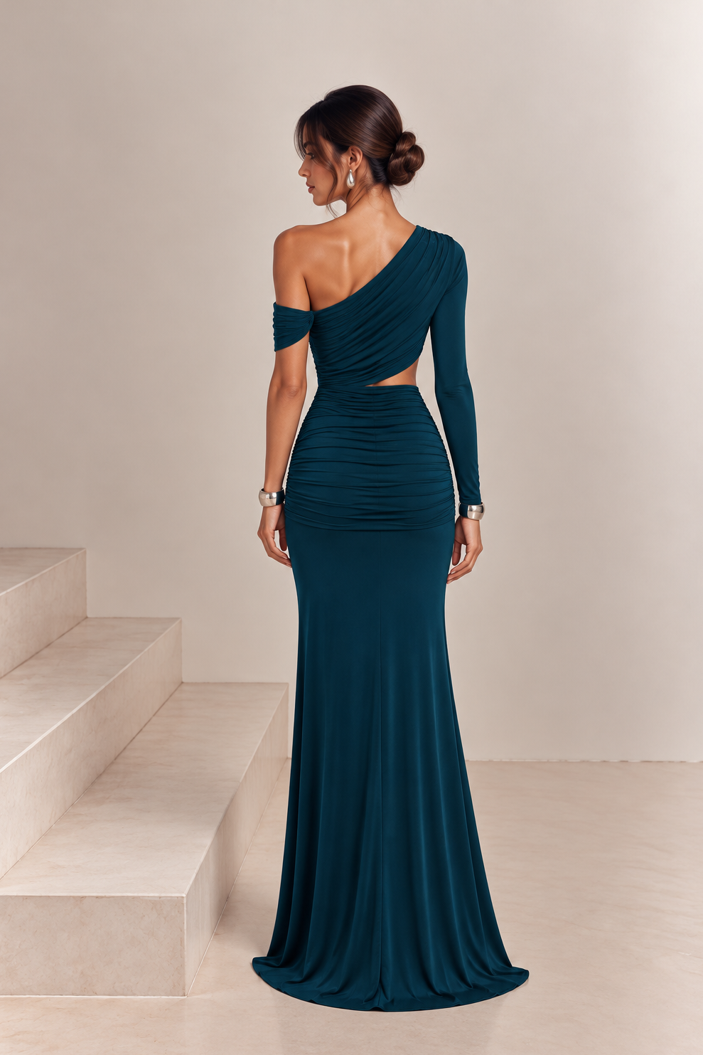 Vestido Amalia Verde Petróleo