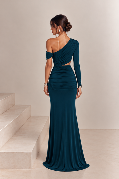 Vestido Amalia Verde Petróleo