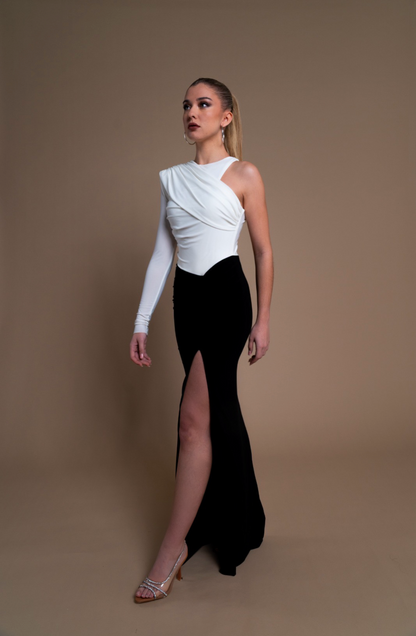 Vestido Hipnos Blanco Y negro