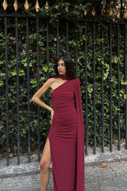 Sophia Burgundy Dress