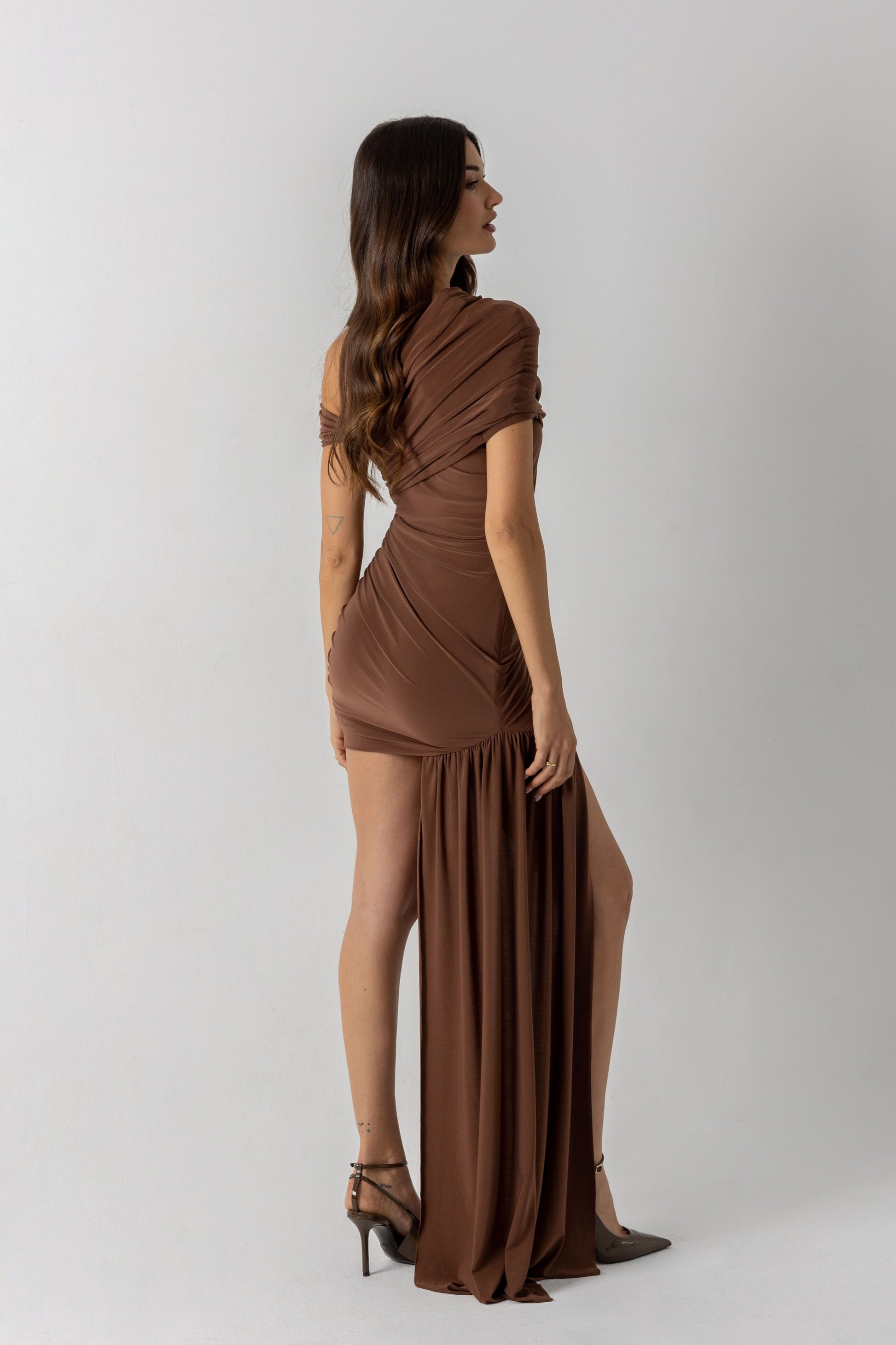 mocha mousse cocktail dress Nation Haidee Heavy Rib Dress / Mocha Mousse | nineNORTH