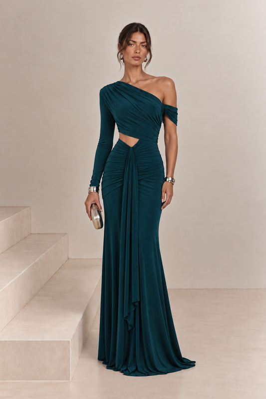 Vestido Amalia Verde Petróleo